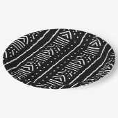 Black African Bogolan Design Paper Plates ペーパープレート (アングル)