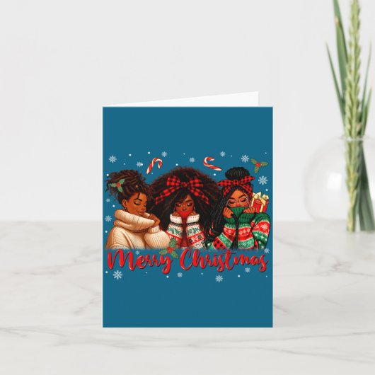 Black African Girl American Melanin Christmas Sant カード (正面)