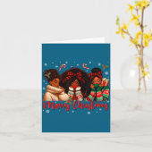Black African Girl American Melanin Christmas Sant カード (黄色い花)