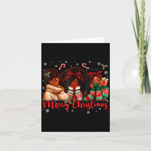 Black African Girl American Melanin Christmas Sant カード (正面)