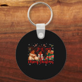 Black African Girl American Melanin Christmas Sant キーホルダー (正面)