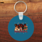 Black African Girl American Melanin Christmas Sant キーホルダー (正面)