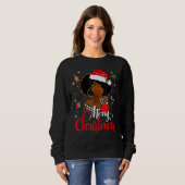 Black African Girl American Melanin Christmas Sant スウェットシャツ (正面フル)