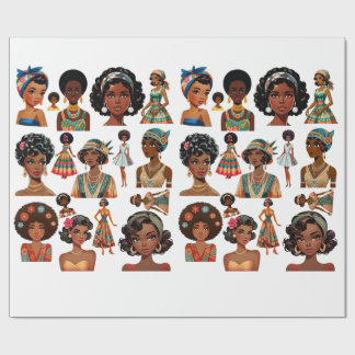Black African Woman Fashion art 20s to 70s Eras ラッピングペーパー