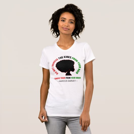 BLACK AFRO HAIR Inspirational Marcus Garvey Quote Tシャツ (正面フル)