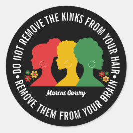 BLACK AFRO HAIR Inspirational Quote ラウンドシール