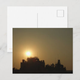 Black against the golden glow of the setting sun. ポストカード