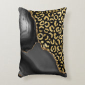 Black Agate Gold Glitter Leopard Spots アクセントクッション (正面(垂直))