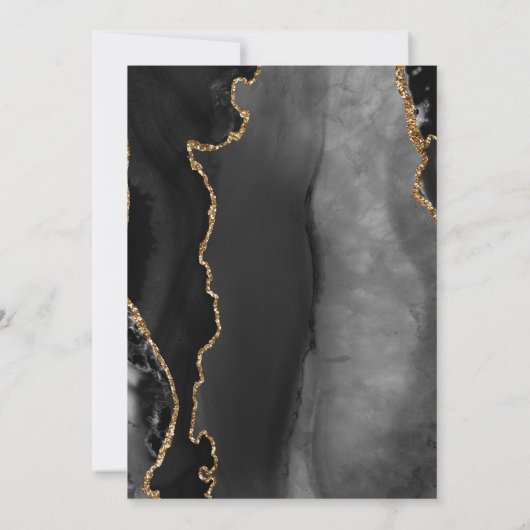 Black Agate Gold Ombre Wedding 招待状 (裏面)