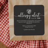 Black Allergy Alert Walnut Tree Nut Minimalist スクエアシール