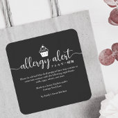 Black Allergy Alert Warning Cupcake Minimalist スクエアシール