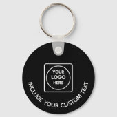 Black Aluminum Custom Business Logo Round Keychain キーホルダー (裏面)
