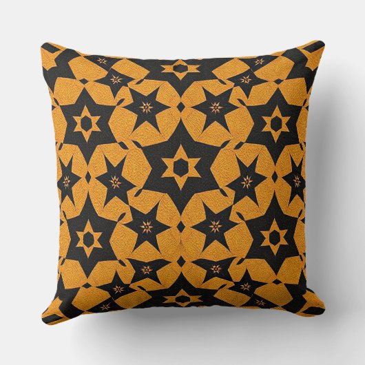 Black & amber abstract geometric pattern 1287 クッション (裏面)