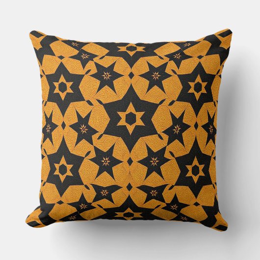 Black & amber abstract geometric pattern 1287 クッション (正面)