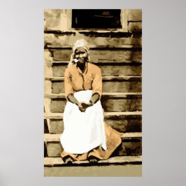 Black America Woman on Porch Vintage Postcard ポスター