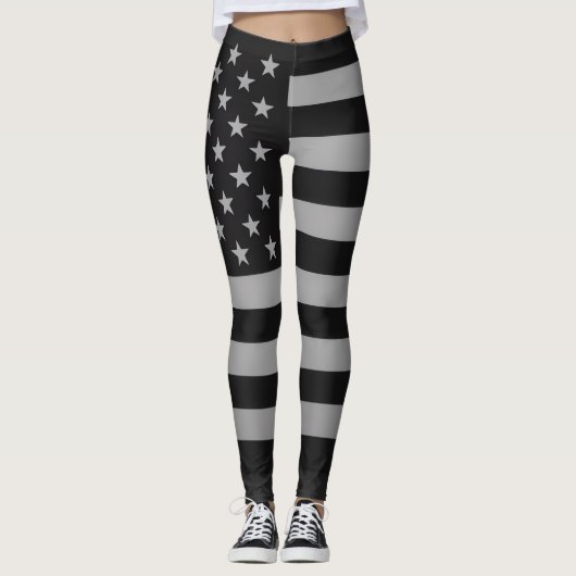 Black American Flag Modern Edgy Monochrome  レギンス (正面)