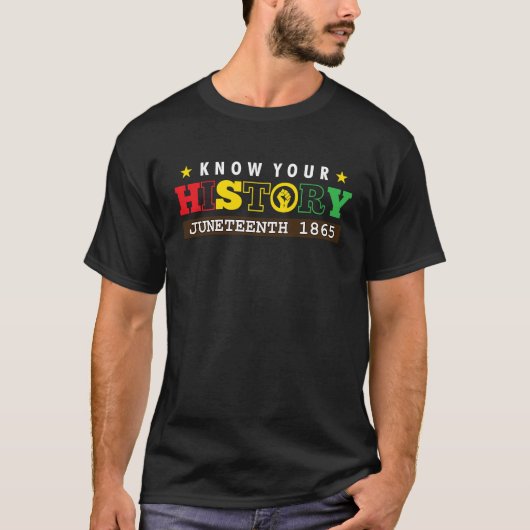 Black American Know Your History 1865 June Freedom Tシャツ (正面)