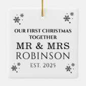 Black an White Merry and Married Holiday Accents セラミックオーナメント (裏面)