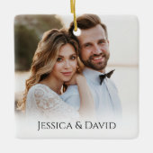 Black an White Merry and Married Holiday Accents セラミックオーナメント (正面)