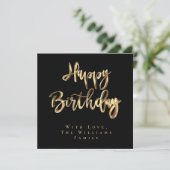 Black and金ゴールドルックスエレガントクリプトハッピーバースデー シーズンカード (スタンド正面)