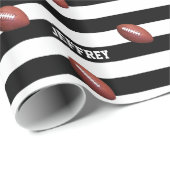 Black and パーソナライズされた Whiteという名前を付ける ラッピングペーパー (ロールコーナー)