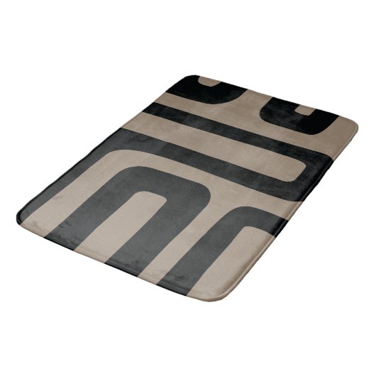 Black and Beige Abstract Bath Mat バスマット (アングル)