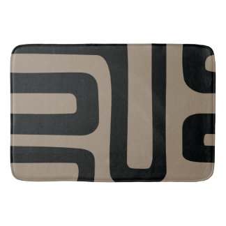 Black and Beige Abstract Bath Mat バスマット