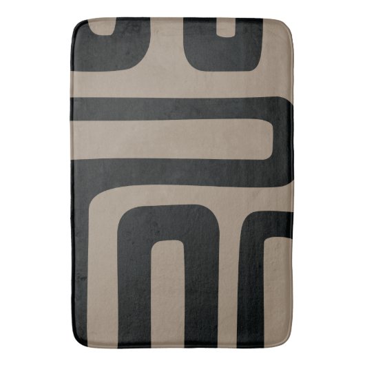 Black and Beige Abstract Bath Mat バスマット (正面縦)