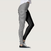 Black And Black & White Stripes Pattern レギンス (右)