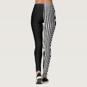 Black And Black & White Stripes Pattern レギンス (裏面)