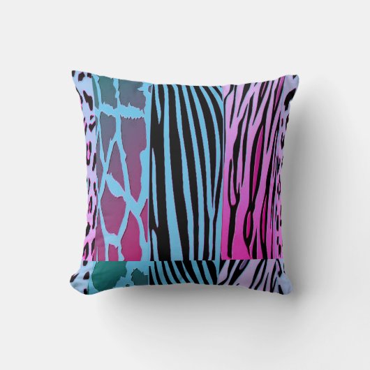 Black And Blue Animal Printed Zebra Stripe Pillow クッション (正面)