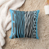 Black And Blue Animal Printed Zebra Stripe Pillow クッション (ブランケット)