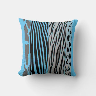 Black And Blue Animal Printed Zebra Stripe Pillow クッション