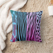 Black And Blue Animal Printed Zebra Stripe Pillow クッション (ブランケット)