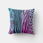 Black And Blue Animal Printed Zebra Stripe Pillow クッション (正面)