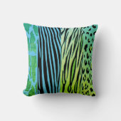 Black And Blue Animal Printed Zebra Stripe Pillow クッション (正面)
