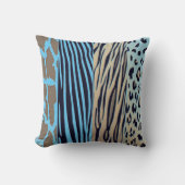 Black And Blue Animal Printed Zebra Stripe Pillow クッション (正面)