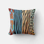 Black And Blue Animal Printed Zebra Stripe Pillow クッション (正面)