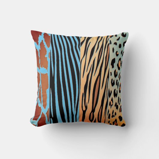 Black And Blue Animal Printed Zebra Stripe Pillow クッション (正面)