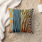 Black And Blue Animal Printed Zebra Stripe Pillow クッション (ブランケット)