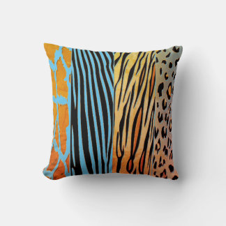 Black And Blue Animal Printed Zebra Stripe Pillow クッション
