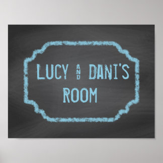 Black and Blue Chalkboard Roommates Wall Art ポスター