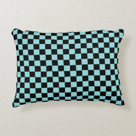 Black and Blue Checkered Pattern Throw Pillow アクセントクッション