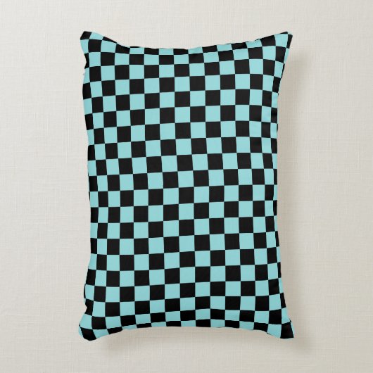 Black and Blue Checkered Pattern Throw Pillow アクセントクッション (正面(垂直))