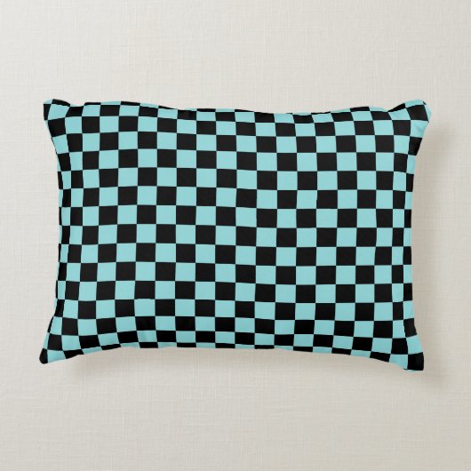 Black and Blue Checkered Pattern Throw Pillow アクセントクッション (裏面)