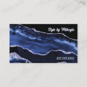 Black and Blue Marble Style Hair Nails Beauty  名刺 (正面)