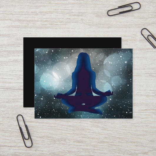 Black and Blue Meditation Yogaビジネスカード 名刺 (正面/裏面インサイチュ)