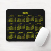 Black and Bright Yellow 2026 Calendar マウスパッド (マウス)