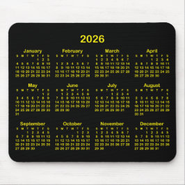 Black and Bright Yellow 2026 Calendar マウスパッド
