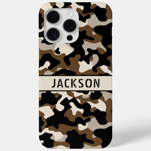 Black and Brown Camouflage Personalized Case-Mate iPhoneケース (裏面)